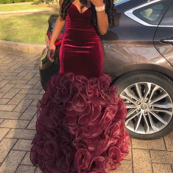 jovani burgundy mermaid dress Jovani JVN23770 – Sloan's Formals & Boutique main image 0